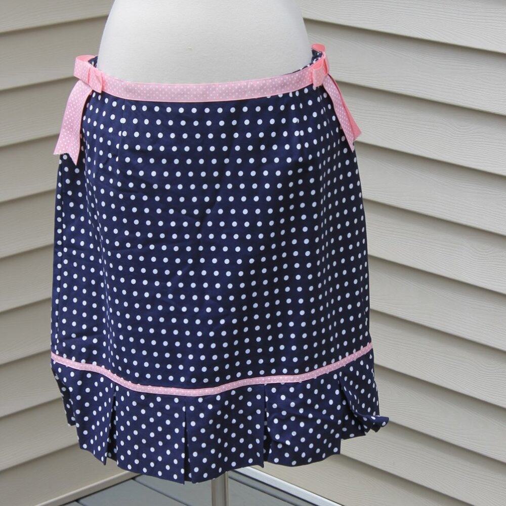 Sara Jane Women's Midi Skirt Polka Dot Print Navy Pink & White Size 14